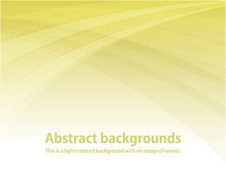 透明感のある美しいウェーブ模様のアブストラクト背景_ライトイエロー