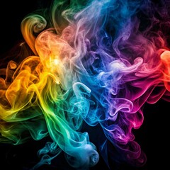 Fototapeta premium Abstract Smoke Colorful, swirling smoke patterns on a dark background, creating a mysterious and captivating visual.