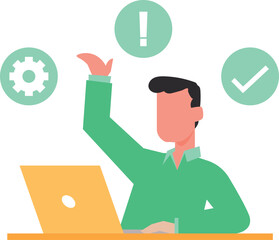 A boy is using a laptop.