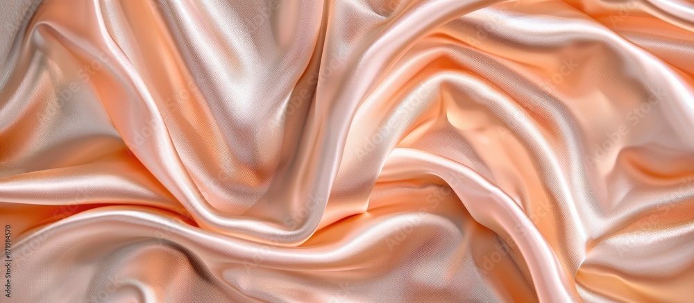 Poster luxe peach satin silk fabric with elegant wavy texture, perfect as an abstract background. features 