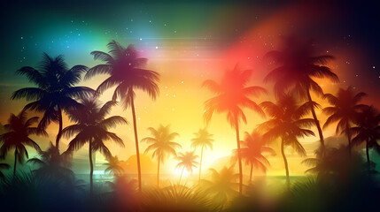 Summer holidays sunset with defocused lights vector image