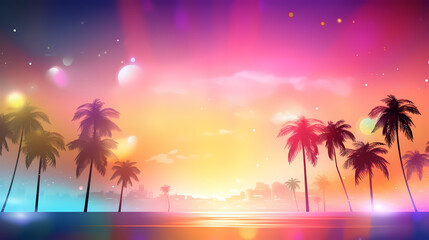 Summer holidays sunset with defocused lights vector image