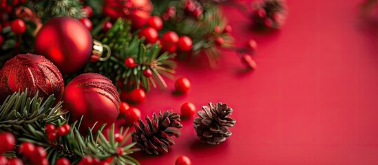 Background with Christmas decorations, ideal for copy space image.