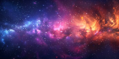 Fototapeta premium Vivid celestial artwork capturing galaxies nebulas colorful gases and bright stars. Concept Space Art, Celestial Paintings, Colorful Galaxies, Bright Nebulas, Starry Skies