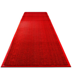 Vibrant red carpet spreading out, often used at prestigious events, symbolizing elegance, luxury, and special recognition. transparent background.