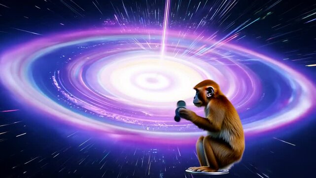 Monkey Gazing Into a Cosmic Vortex Generative AI