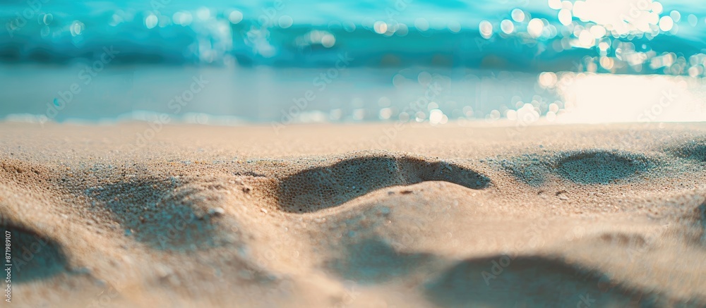 Poster Sand with a serene beach background providing ample copy space image.