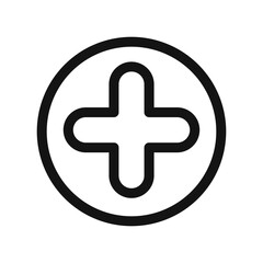 Obraz premium Add Icon black and white vector sign