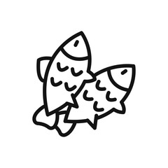 Bait Fishing Minnow icon black and white vector sign