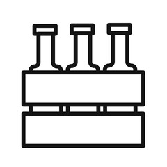 beer bottles in basket icon black and white vector sign