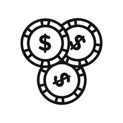 Casino chips icon black and white vector sign
