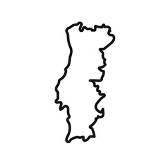 Portugal map icon black and white vector sign