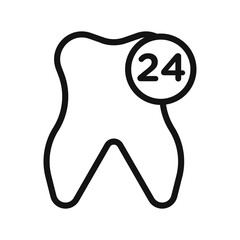 Dental Protection for 24 Hours icon black and white vector sign
