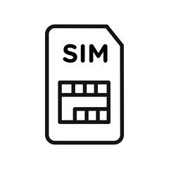 sim card icon black and white vector sign