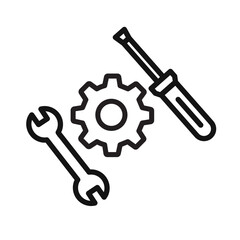 Engineering tool icon black and white vector sign