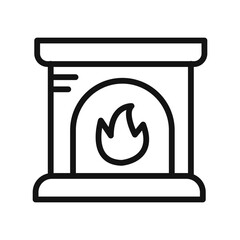 Fireplace icon black and white vector sign