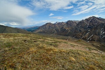 Sunny day in Denali national park with mountains views