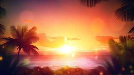 Summer holidays sunset with defocused lights vector image