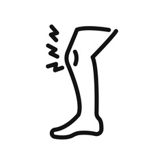Knee pain icon black and white vector sign