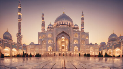 Obraz premium Artifical Intelligence generated mosquearchitecture illustration. AI generated image. ai