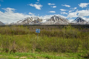 mountain view to the mountains Alaska spring