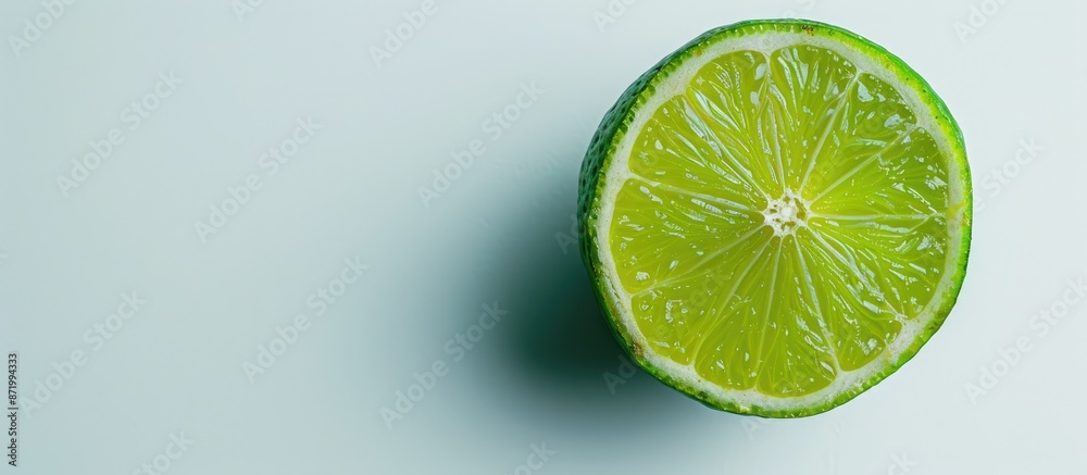 Poster A close-up selective shot of half a green lime on a light background with copy space image.