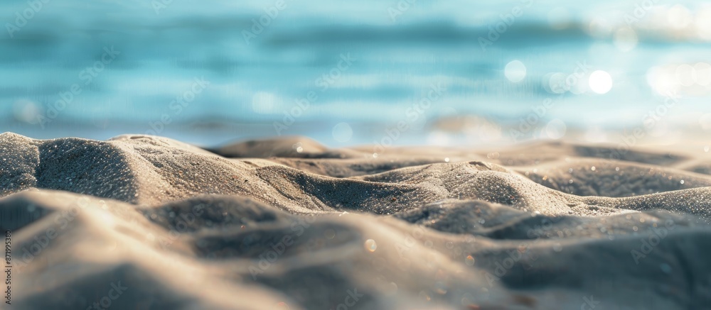 Poster Sand with a serene beach background providing ample copy space image.