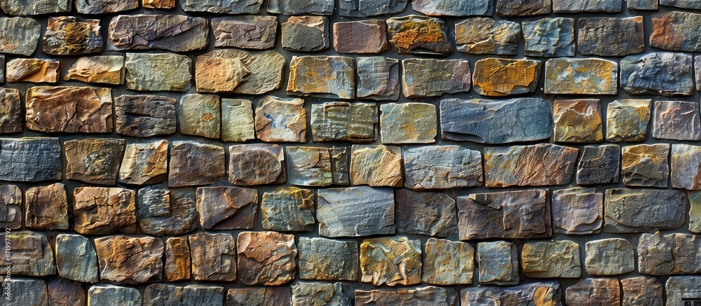 Poster an aged brick and stone wall that can be used as a backdrop for a copy space image.