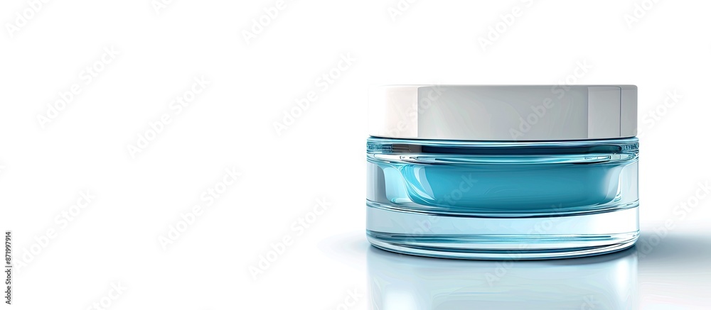 Poster light blue cosmetic cream jar isolated on white background for skin care product, with a spacious ar