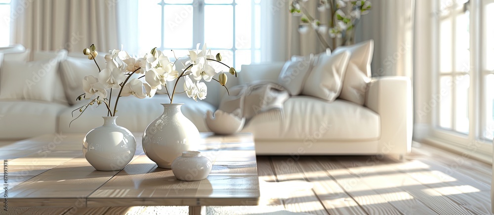 Aufkleber Living room table with a stylish design intended for use as a background for a copy space image.