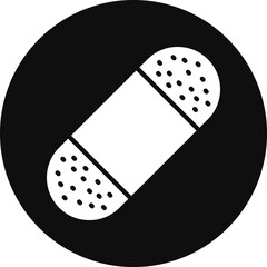 Band Aid Glyph Black Circle Icon