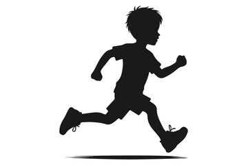 child running vector silhouette style illustration hand draw - generative ai