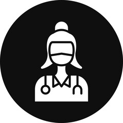 Female Doctor Glyph Black Circle Icon