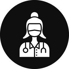 Female Surgeon Glyph Black Circle Icon