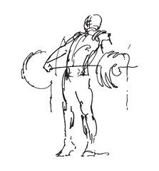 Outline Artwork Gym Black Vector for T-shirts and Wall Decal Workout Athletic Gym Muscle Logo Fitness Beast Barbell Bodybuilding Healthy Wall Sticker for Gym Decor