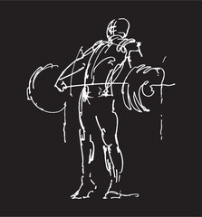 Outline Artwork Gym White on Black Vector for T-shirts and Wall Decal Workout Athletic Gym Muscle Logo Fitness Beast Barbell Bodybuilding Healthy Wall Sticker for Gym Decor