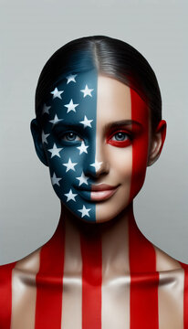 Patriotic Face Art for Independence Day USA &ndash; 4th of July Women Ai