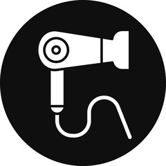 Hair Dryer Glyph Black Circle Icon