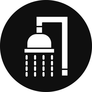 Shower Glyph Black Circle Icon