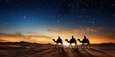 Fototapeta premium Caravan under a Starry Sky