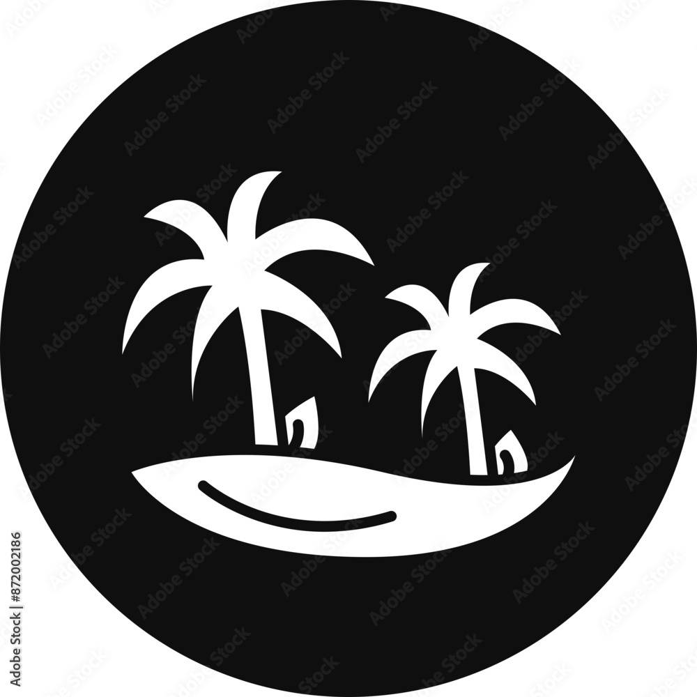 Sticker palm tree glyph black circle icon