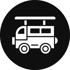 Surf Van Glyph Black Circle Icon