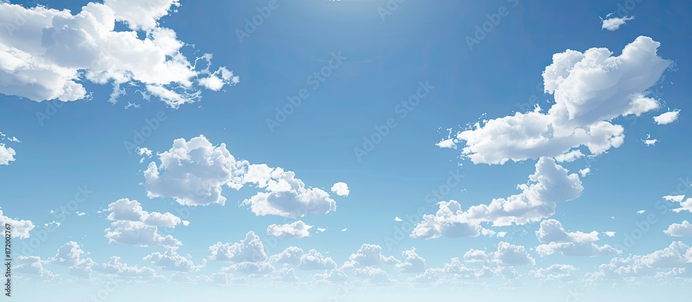 Poster the expansive sky with fluffy, white clouds provides a serene backdrop in the copy space image.