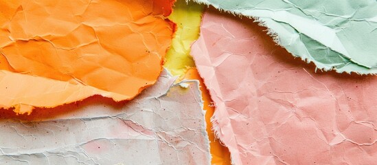 Green, orange, pink, and white paper colors available for handmade job papers with copy space image.