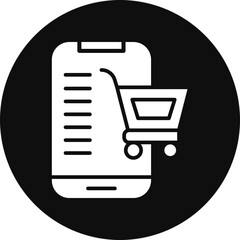 Online Shopping Glyph Black Circle Icon