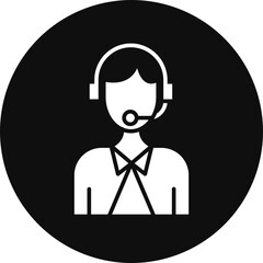 Customer Service Glyph Black Circle Icon