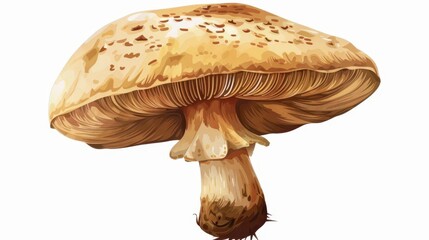 A mushroom clipart, vegetable element, hyper-realistic, earthy brown, isolated on white background,