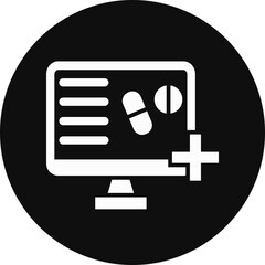 Online Pharmacy Glyph Black Circle Icon