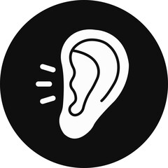 Ear Glyph Black Circle Icon