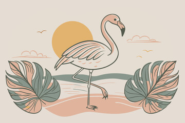 Funny Flamingo Beach Summer Clipart Pack